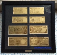 Tranh 8 tờ tiền Iraq 2 mạ vàng 24k